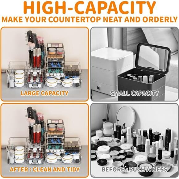 Clear acrylic makeup organizer set skincare drawers vanity storage holder - Picture 5 of 7